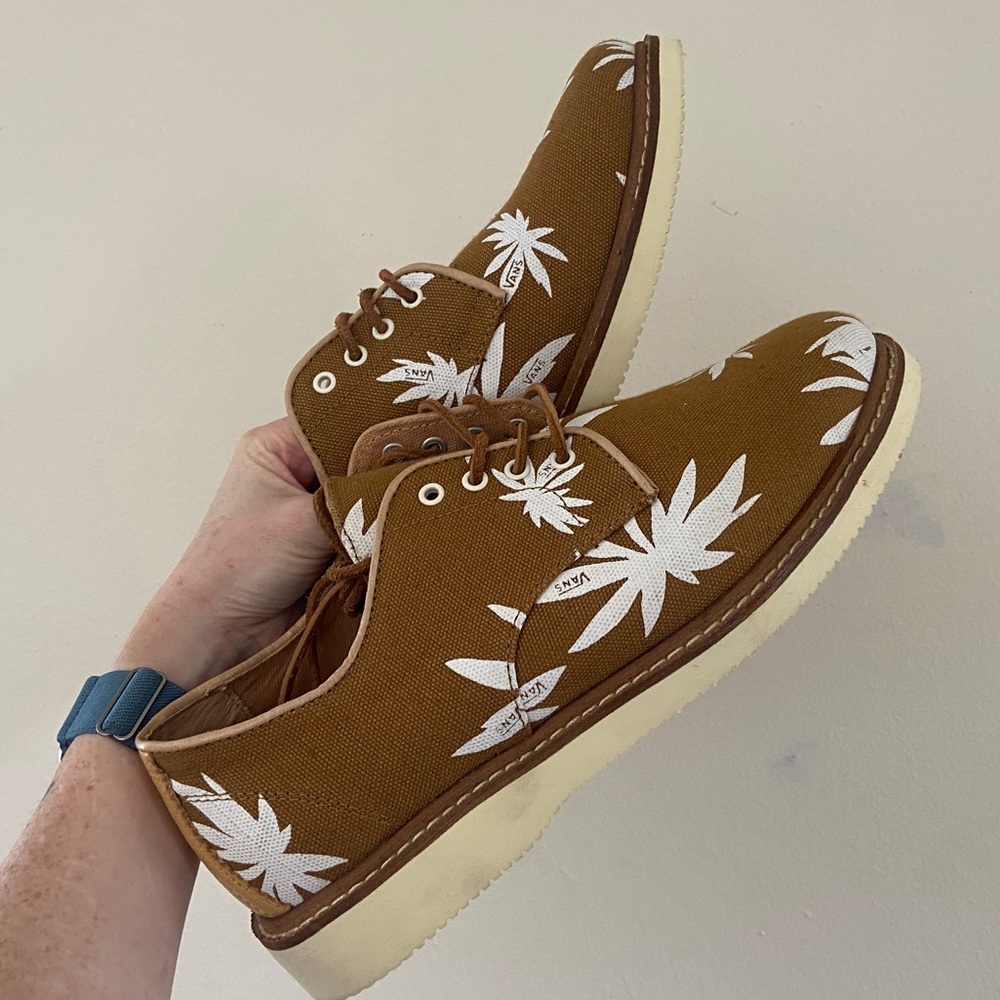 Men’s size 9 Vans x Taka Hayashi TH Derby 2 LX shoes, palm, natural